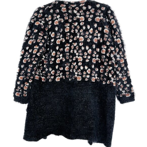 LA FEE VERTE Anthropologie Black Brown Leopard Mohair Long Cardigan Sweater M - Picture 5 of 8